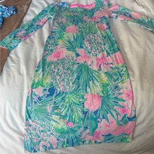 Lilly Pulitzer Pink & Teal Tropical Shift Dress